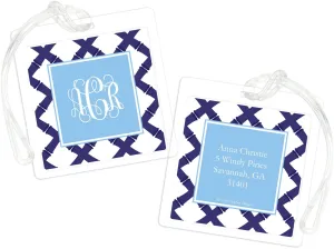 Navy Bamboo Bag Tags